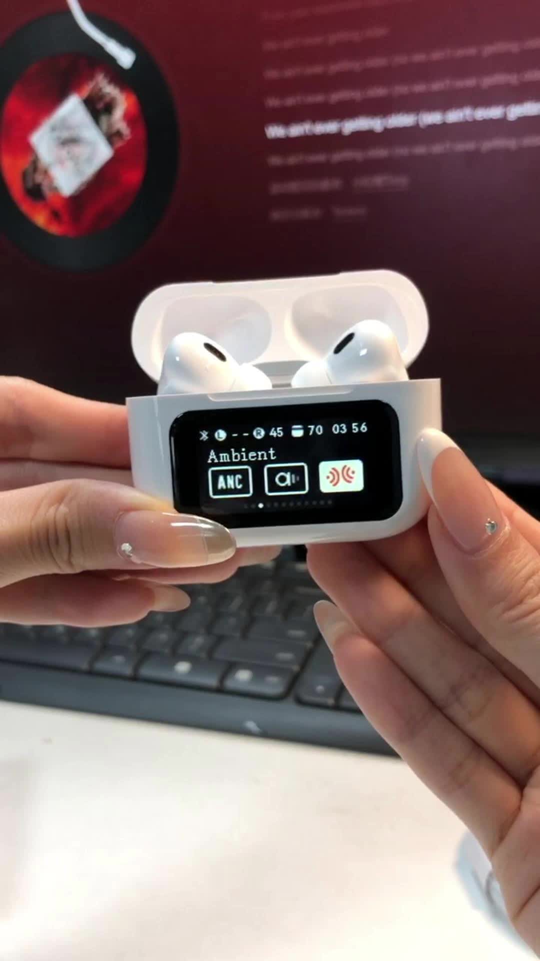 A9 PRO Earphone TWS Smart Earbuds Touchscreen Headset Bluetooth Ver 5.4 Active Noise Cancellation Smart Laptop tws fullbass Screen Active Noise Reduction True Wireless Bluetooth Earphone Touch Screen With Led Charging Case Headphone Earbuds putih