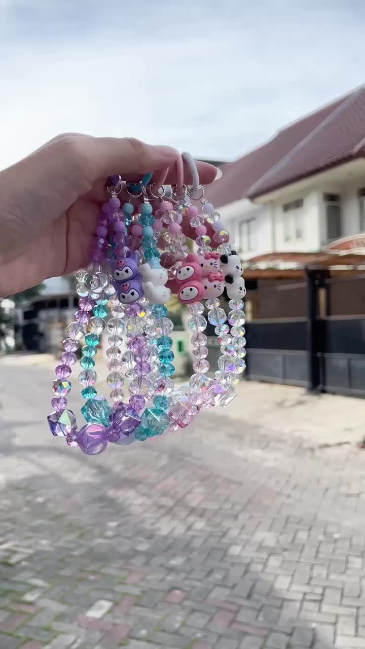JJ07 Gantungan Kunci Manik Karakter Sanrio Gantungan Tas Mani Lucu Phone Strap Manik Luxury