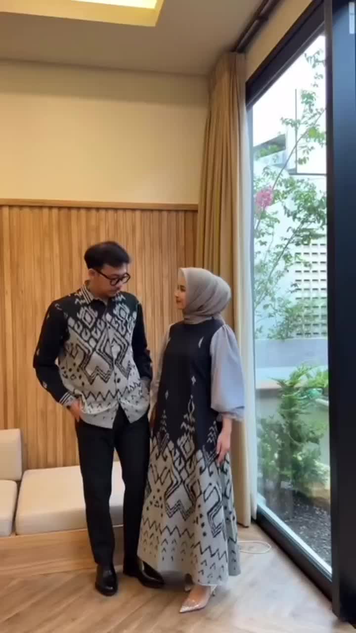 SET COUPLE DRESS TENUN RUBY  - SET COUPLE DRESS KONDANGAN Baju Gamis Batik Pasangan Sarimbit Keluarga