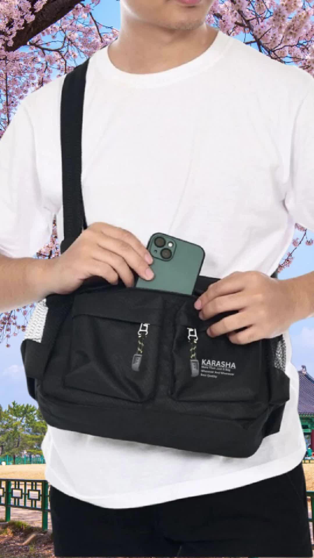 Tas Selempang Pria Tas Kerja Pria Slingbag Pria Premium Karasha K008 sling bag besar Hitam