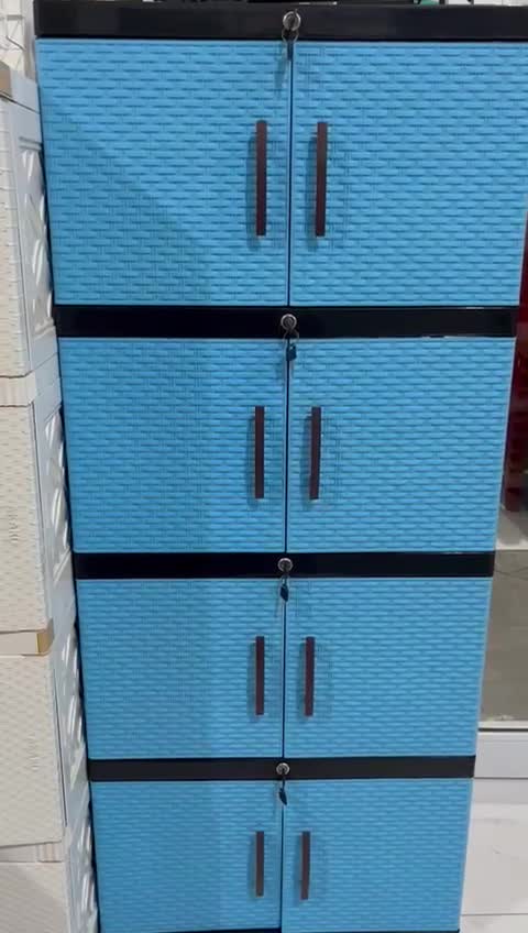 Lemari Plastik Jumbo Susun 4 Galaxy kunci Motif Rotan Furniture Laci Pintu