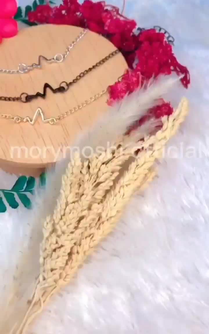 1PCS Gelang Tangan Zig Zag Model Denyut Jantung Adjustable Aksesoris Wanita Gelang Bracelets Simple Bangle Rantai Motif Zigzag Detak Frekuensi Elegan Gold Hitam A134