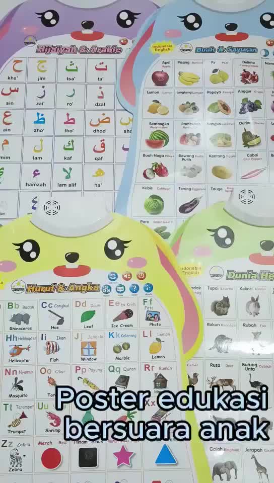 Poster Angka dan Huruf Edukasi Anak Poster Edukasi Anak Bersuara/Poster Gantung Belajar Anak