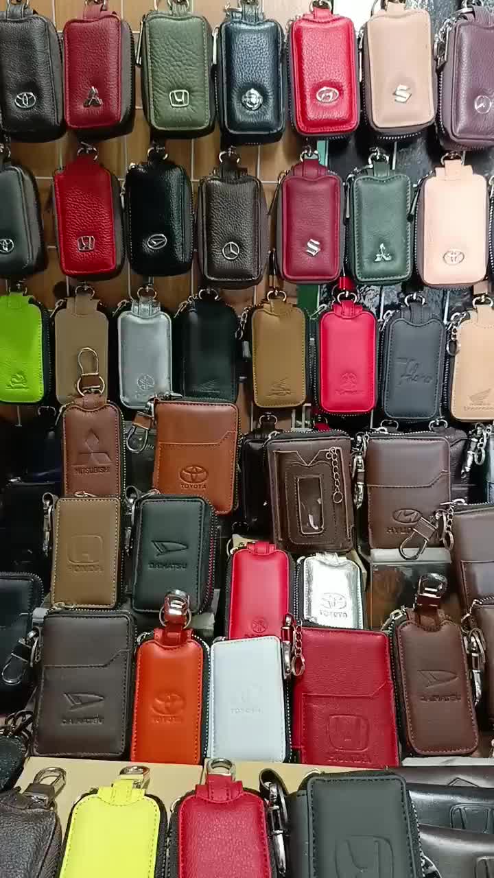 gantungan kunci remote mobil keyless honda toyota mitsubishi daihatsu suzuki nissan kulit asli transparan dompet stnk dobel karet