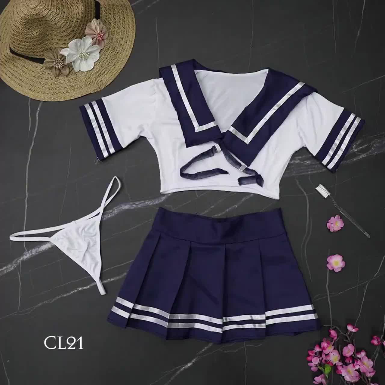 [PERPAJ] Set Atasan & Rok & CD Model Seragam Siswi Jepang Baju Panjang Wanita Celana Dewasa Katun 1149