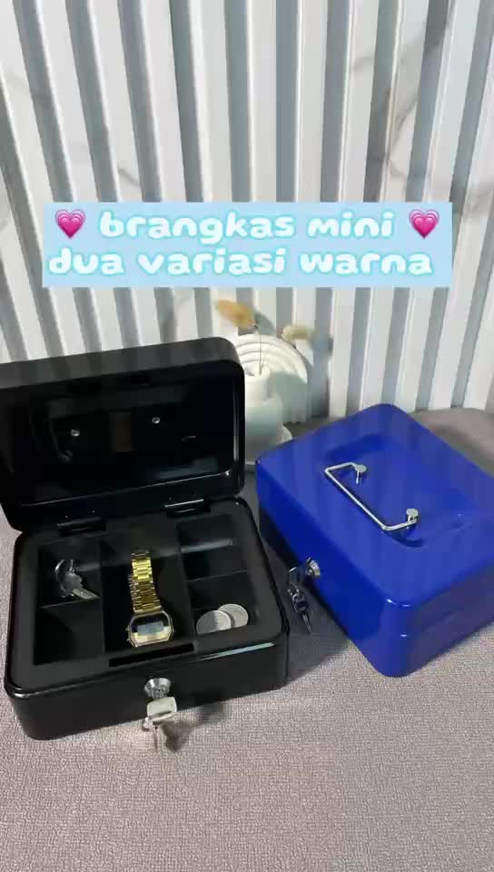 [READY] Aimilo Brankas Uang Mini Besi dengan Kunci – Kotak Penyimpanan Uang, Emas, Perhiasan, Cash Box 20x16x9 cm