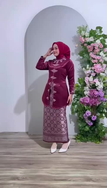 TERMURAHH!! Set Kebaya Cataleya Kurung Melayu Songket / Kebaya Wisuda / Kebaya Melayu / Set Kebaya Songket / Kebaya Baju Kurung Melayu terakota