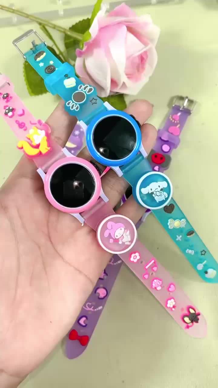 (LED) Jam Tangan Anak Anak Digital Sanrio Strap Rubber Berlampu Karet Lucu Terbaru