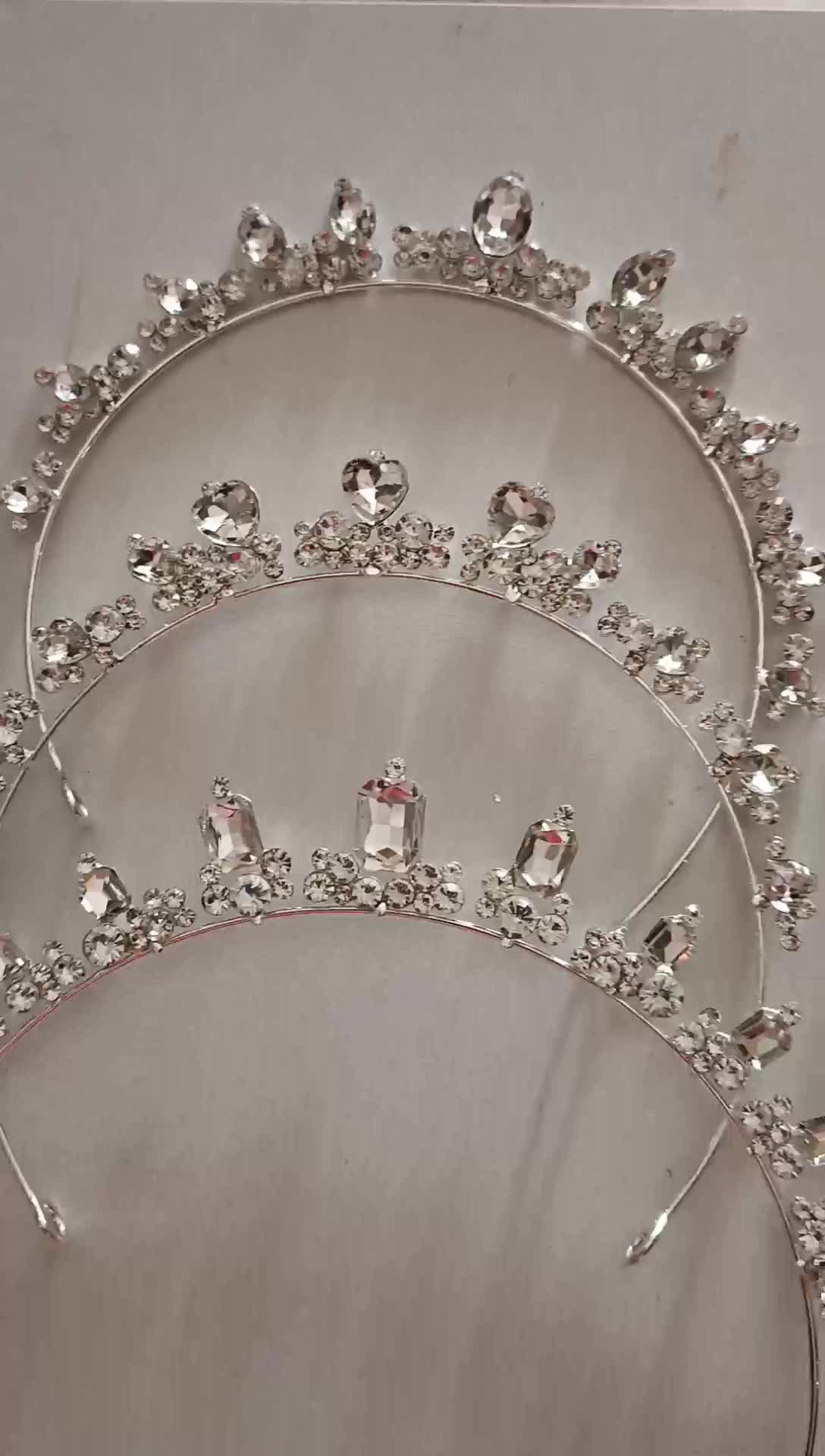 Mahkota Pengantin Tiara Alloy Elegan untuk Perempuan Aksesoris Crown Wanita Silver Crystal