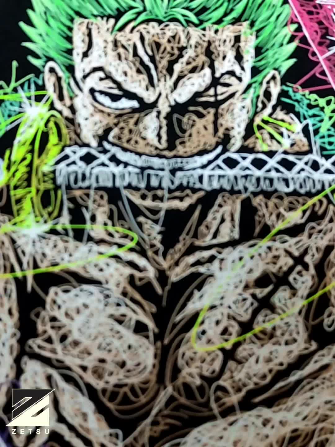 Zetproject Zetsu - Kaos Tshirt Anime Distro Hitam Pria Wanita Lengan Pendek - Zoro Roronoa