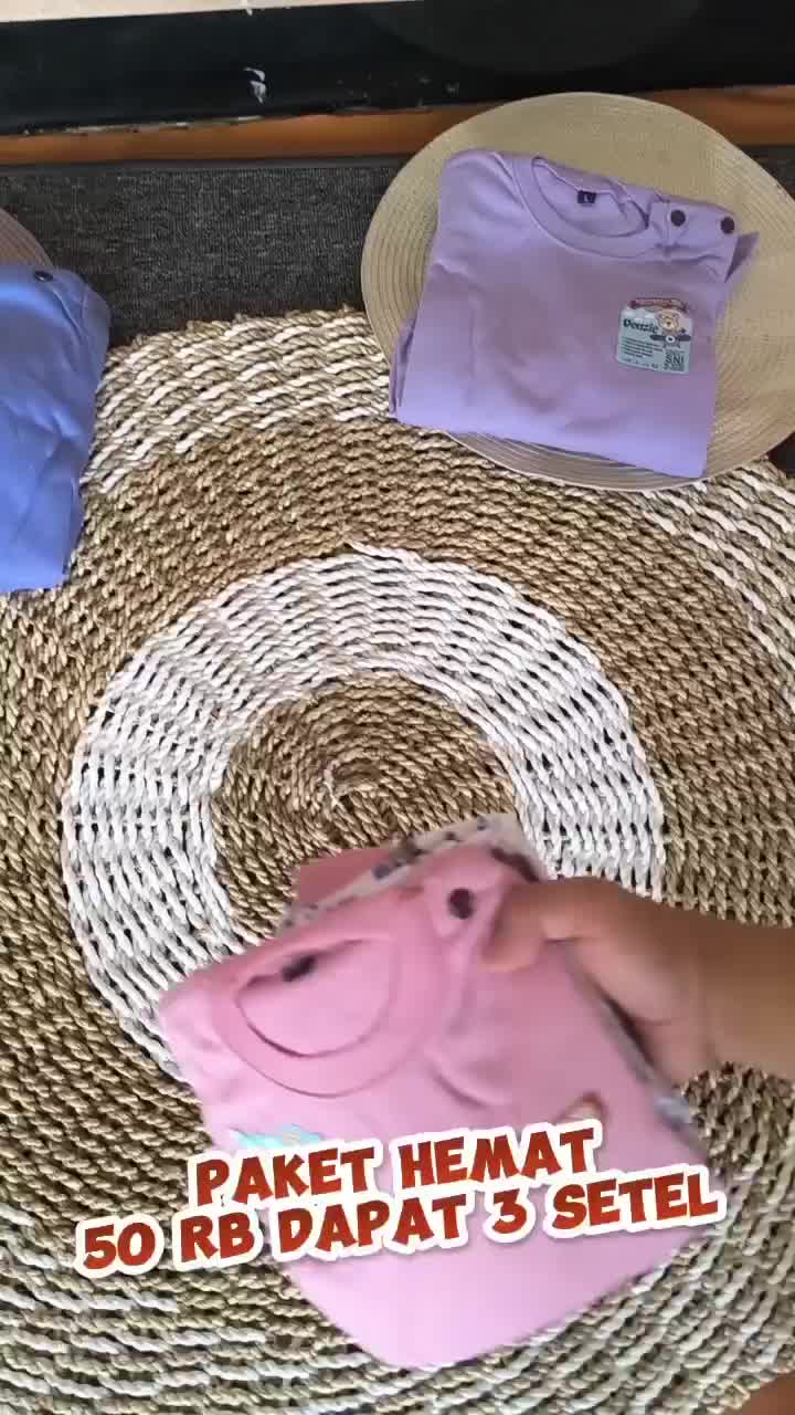 3 set setelan piyama oblong lengan panjang ,warna Dusty pink ,semua gender,usia 3-24 bulan merk DENZIE