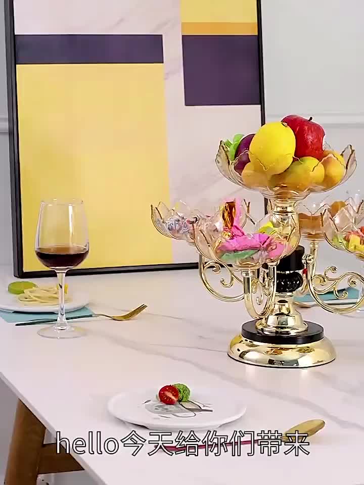 Piring Buah Unik Piring kue piring permen piring buah piring pesta party Piring buah saji Piring Plastik Wadah Kitchenware Emas