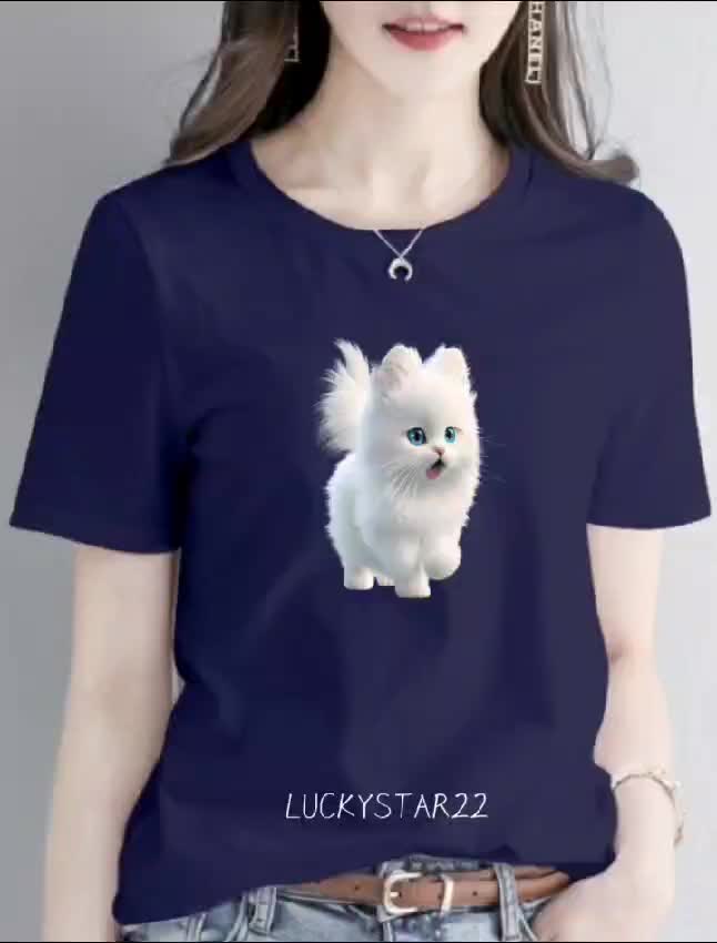 (COD)KAOS MOTIF KUCING PUTIH/TERBARU/KAOS ONECK TERBARU/KAOS TRENDY/POLOS PRIA WANITA