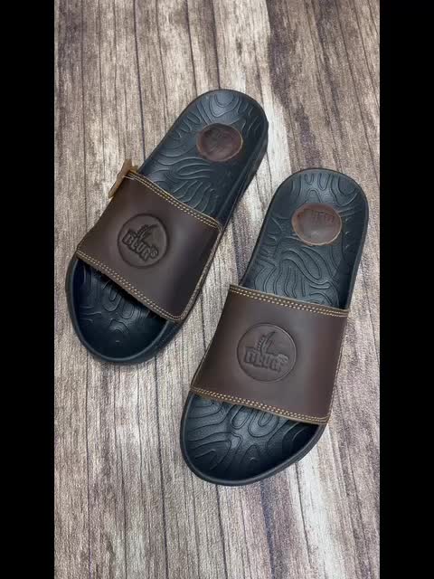Sandal slop kulit 100% elegan original sendal slip on casual selop ringan