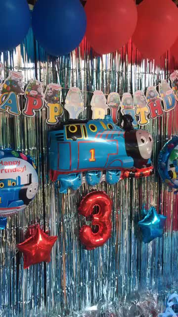 Paket Balon Ulang Tahun Anak Cowok Cewek Dekorasi Kereta Thomas Set Hiasan Ultah Murah