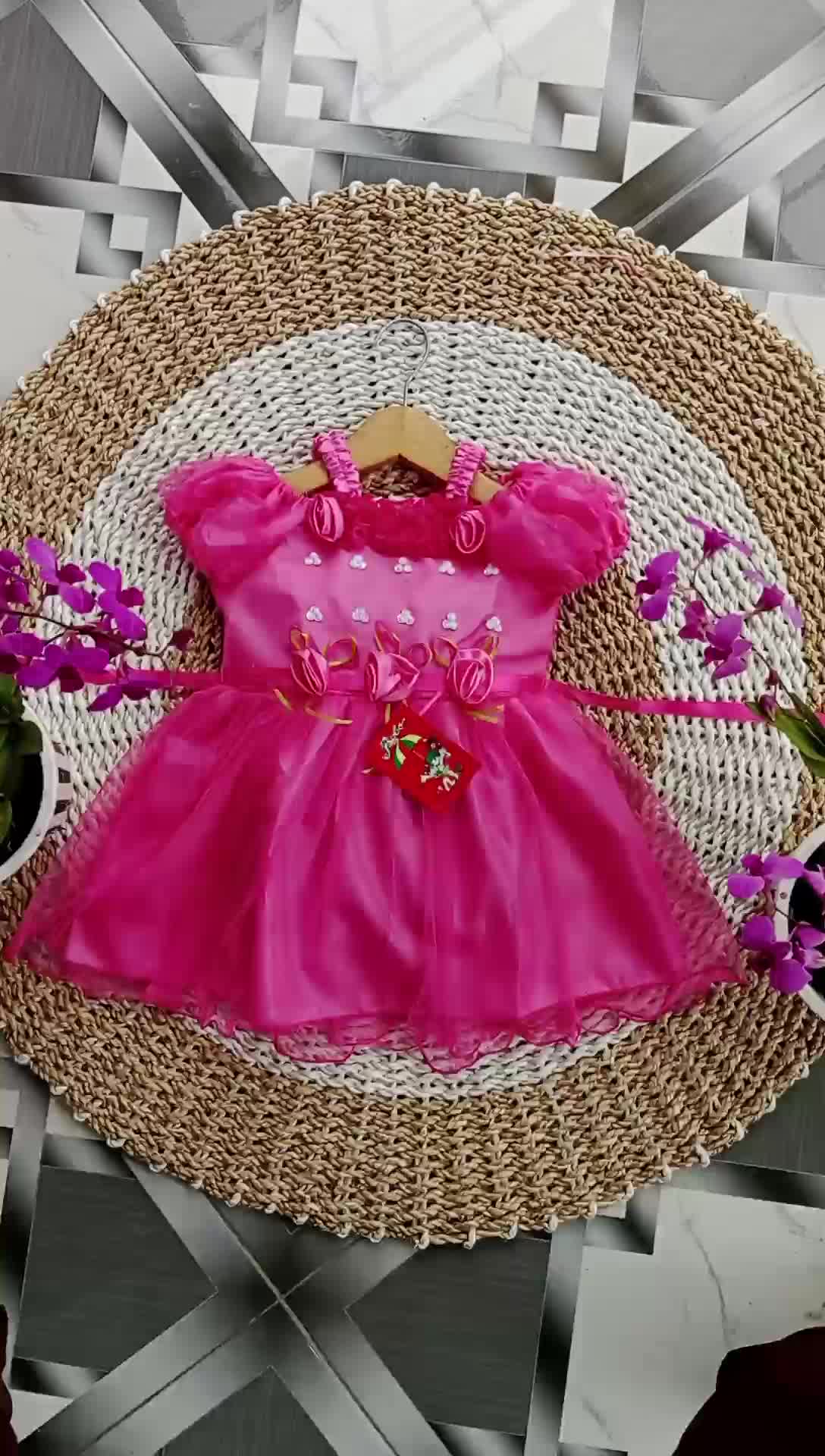 Gaun Pesta Anak-Anak Bunga Anggrek 1-2 Tahun Dress - Fashion