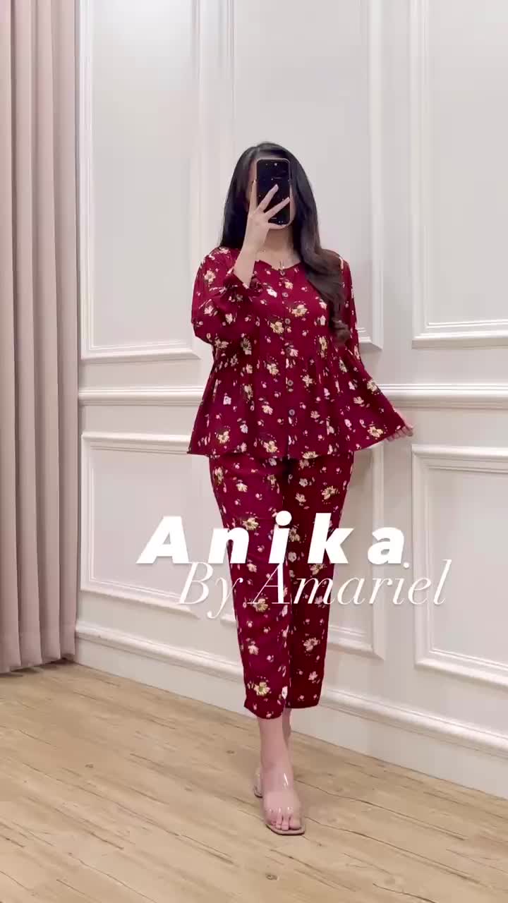 Amariel Anika OneSet Piyama Wanita Setelan Atasan Baju Tidur Celana Panjang Motif Kancing Bumil Busui Friendly