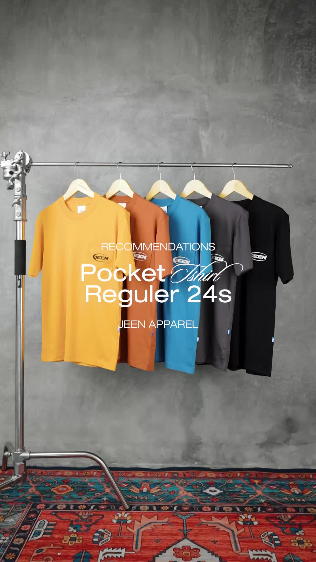 JEEN ORIGINAL - T-Shirt Pocket Regular Fit Katun Combed 24s Tebal Pria Kaos Distro Polos Hitam Baju Surfing Oblong