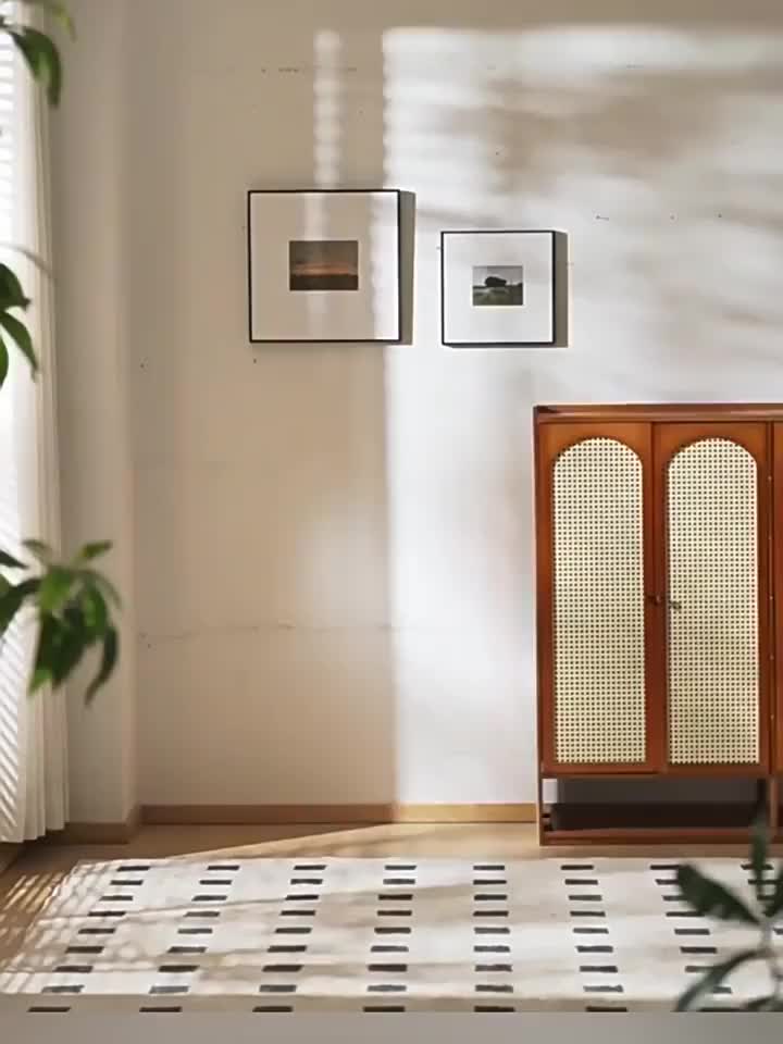 LH-Lemari Sepatu Rotan 4 pintu Lemari Sepatu Kayu Minimalis Lemari Sepatu Tertutup Serbaguna Lemari Sepatu Jaring Lemari Sepatu Kayu Lemari Sepatu Lemari sepatu rotan Cabinet Minimalis bamb Minimalis Kapasitas Tinggi