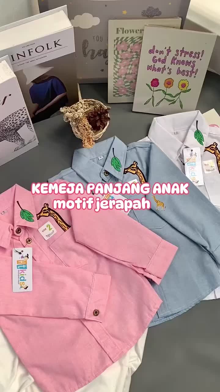Kemeja Lengan Panjang Anak Laki-Laki Motif Jerapah KMJ02 1 - 5 Tahun