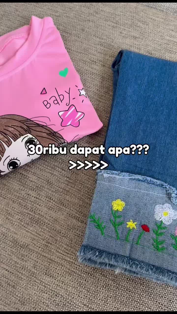 Setelan Anak Perempuan / One set kaos dan celana panjang denim 0-4 tahun Anak Cewek Terbaru