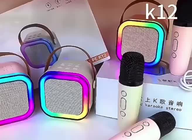 Mini Speaker Karaoke Bluetooth K12 Led RGB Mini Karaoke K12 Mic Microphone Set All IN
