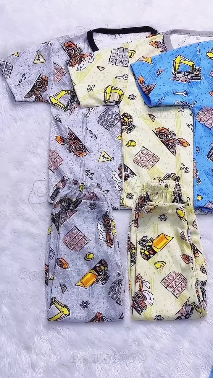 COD Setelan Anak Laki-laki Lengan Pendek / Baju Tidur Anak-Anak / Piyama Anak Cowok / Setelan Motif Excavator CP341