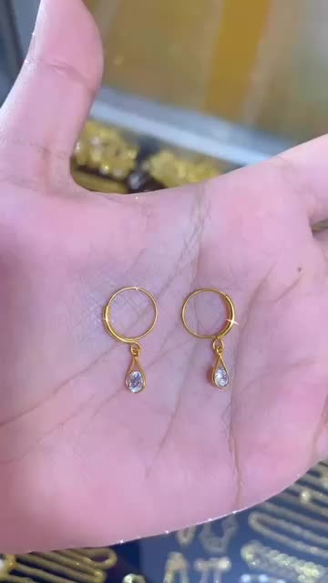 Anting ring mata air emas muda anting mata gantung ring anak setengah gram emas muda