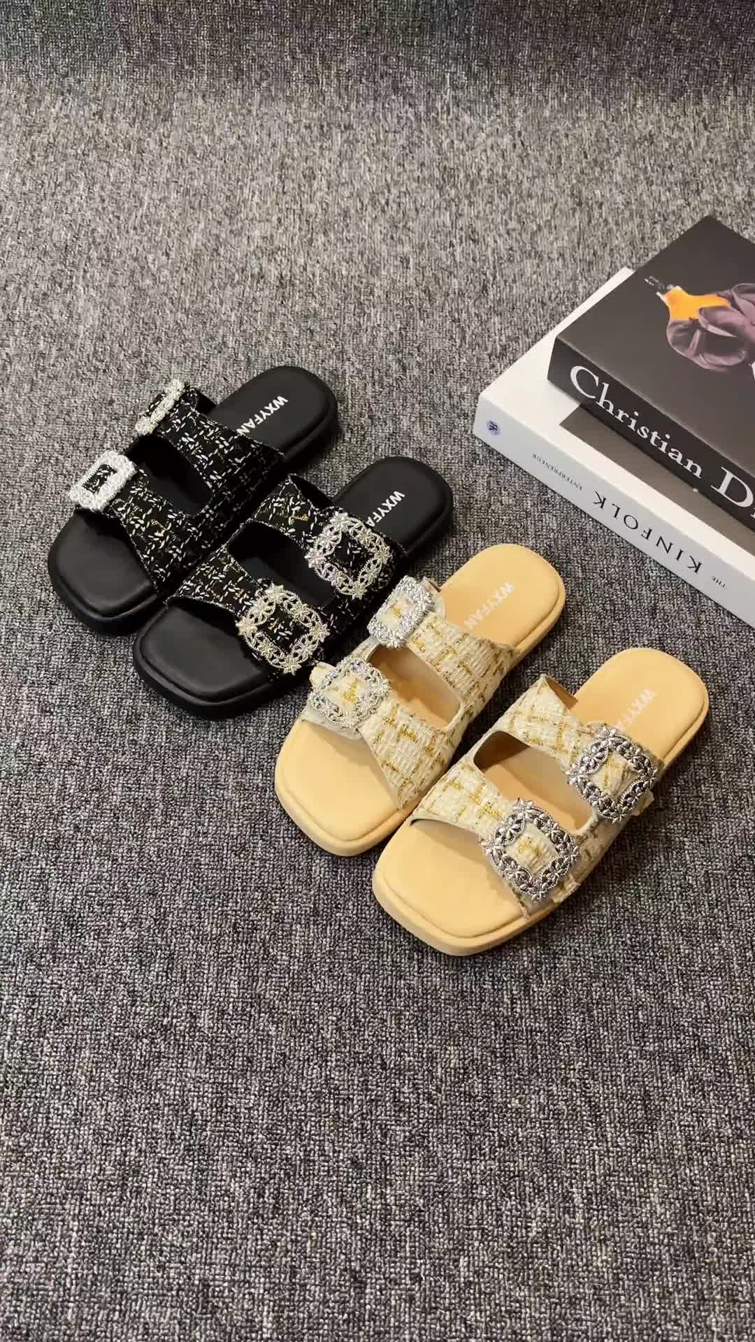 WXYFan Sandal Platform Wanita Rajut Gesper Mutiara Sendal Cewek Kekinian Kasual Korean Style Selop Karet Terbaru Bianca