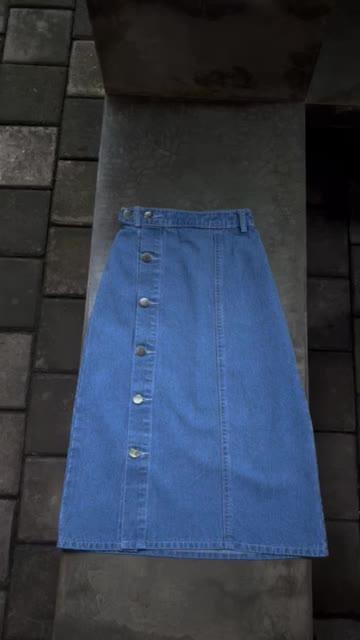 Mixmix LONG SKIRT BUTTON - Highwaist Rok Span Panjang Kancing Jeans Fashion Anak  Perempuan 2 - 9 tahun