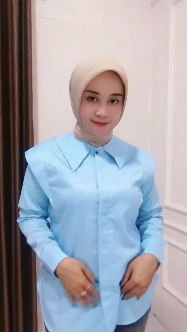 Andini Blouse Katun toyobo Kemeja Wanita Korean Style Lengan Panjang Kekininan Terbaru Baju Atasan Busui Tangan Kancing
