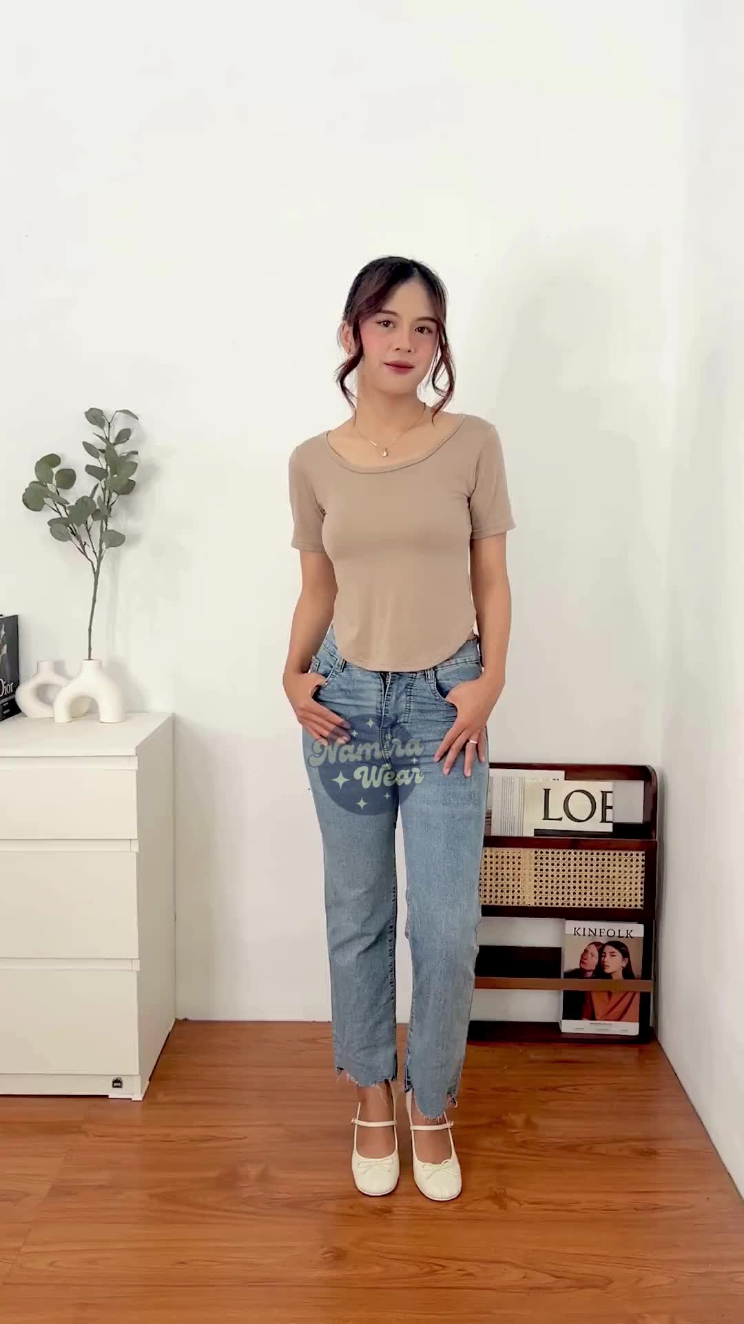 Namira Wear - Nuna Top Panjang Pendek / Square Neck Long Sleeve Shirt Blouse