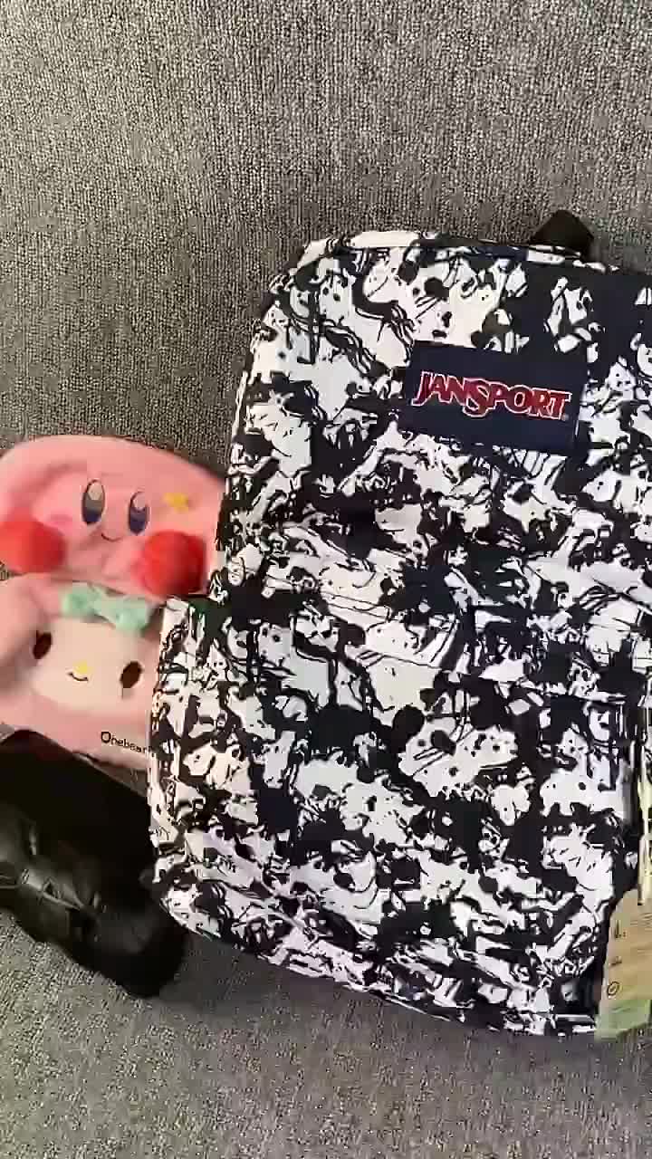 (COD)Jansport pisang senyum Jansport sekolah Tas Ransel ORI Motif Hitam Putih Tas Ransel Pisang Ransel langit biru dan awan putih Ransel percikan tinta hitam dan putih