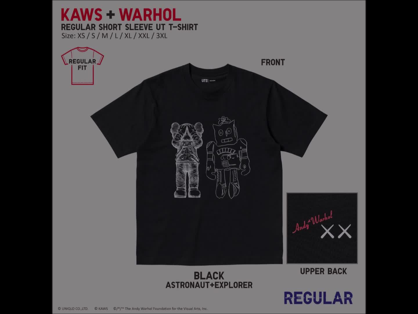 Kaos Kaws+Warhol Katun UNIQLO Baju Kaws Andy Warhol Shirt Regular Unisex T-Shirt Pria