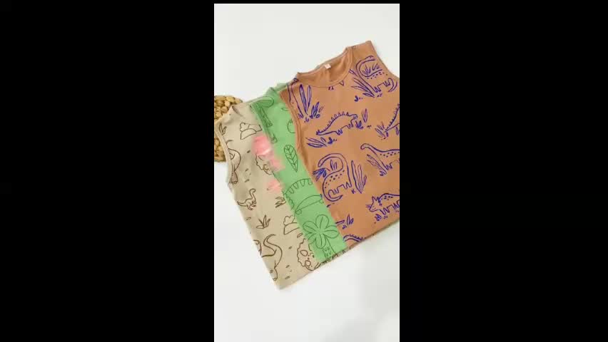 Singlet Dino Series - Tanktop Atasan Anak Laki Laki Perempuan - Katun 30s Pakaian Motif Baju