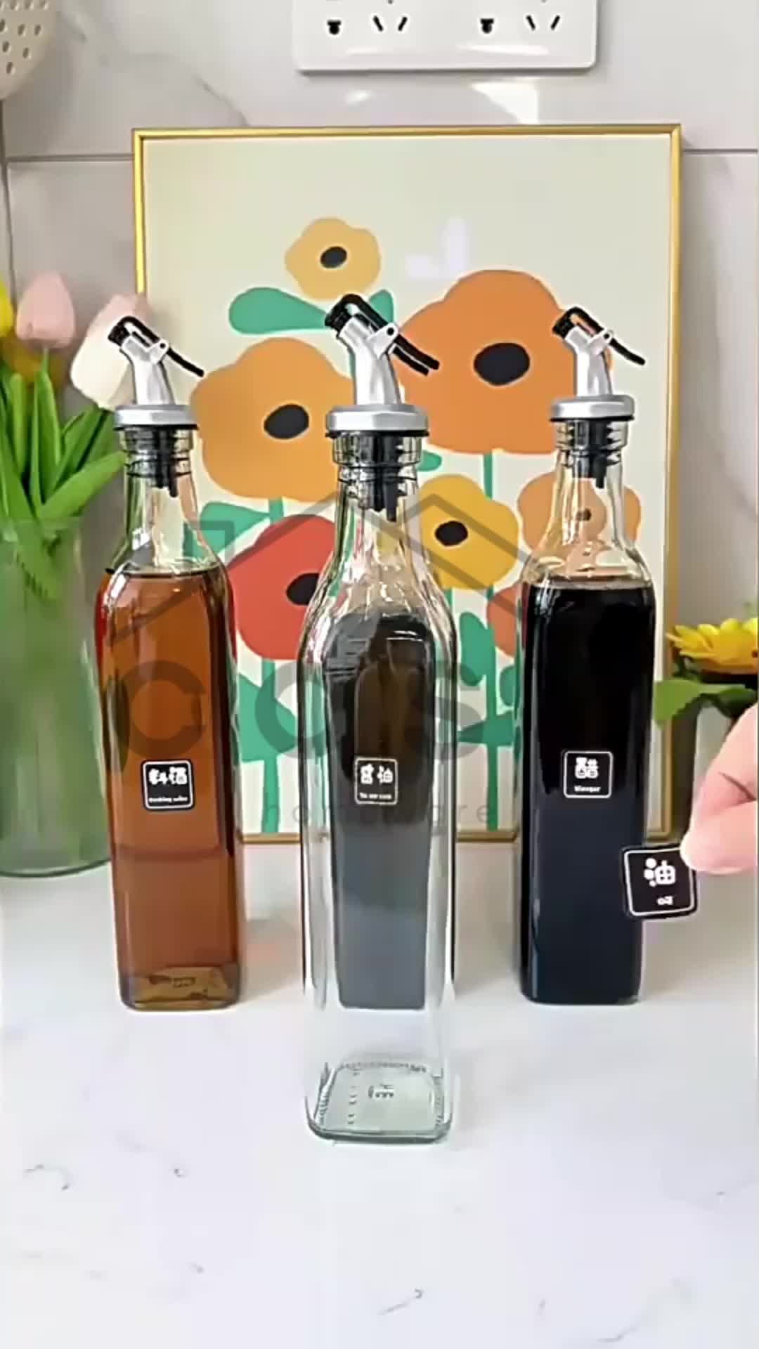 COSY Botol Minyak Kaca 500ml Botol Cuka Kecap set Pourer Penutup Tempat Minyak Dapur Glass Oil Bottle