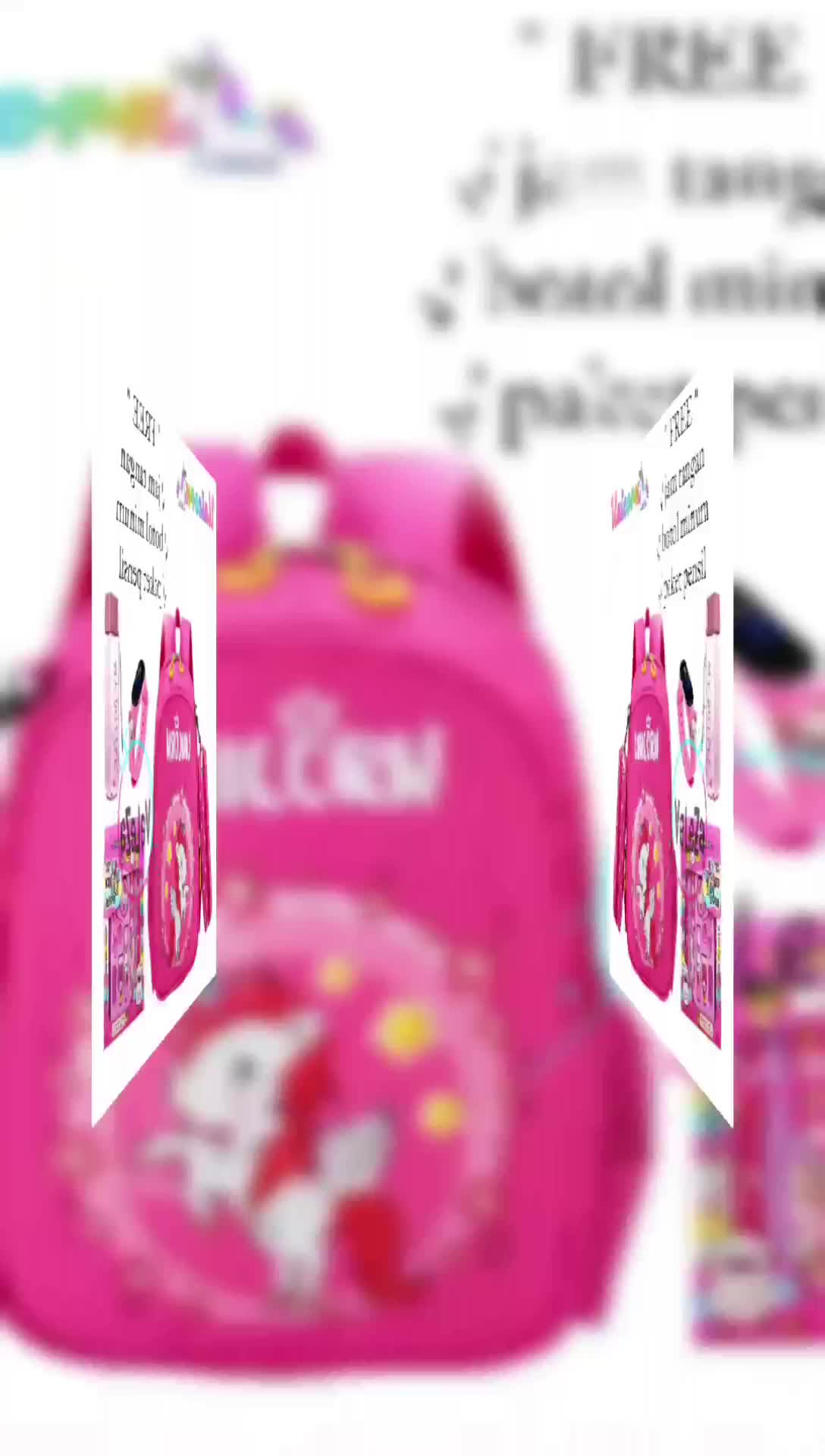 Tas ransel anak perempuan motif unicorn gratis botol minum jam tangan paket pensil tas sekolah anak SD tas ransel