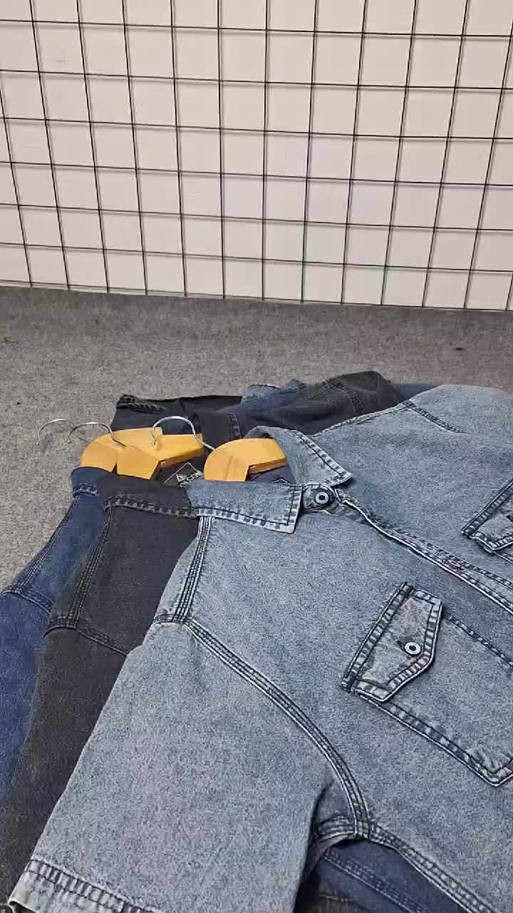 Baju kemeja jeans lengan pendek Pria dewasa Distro