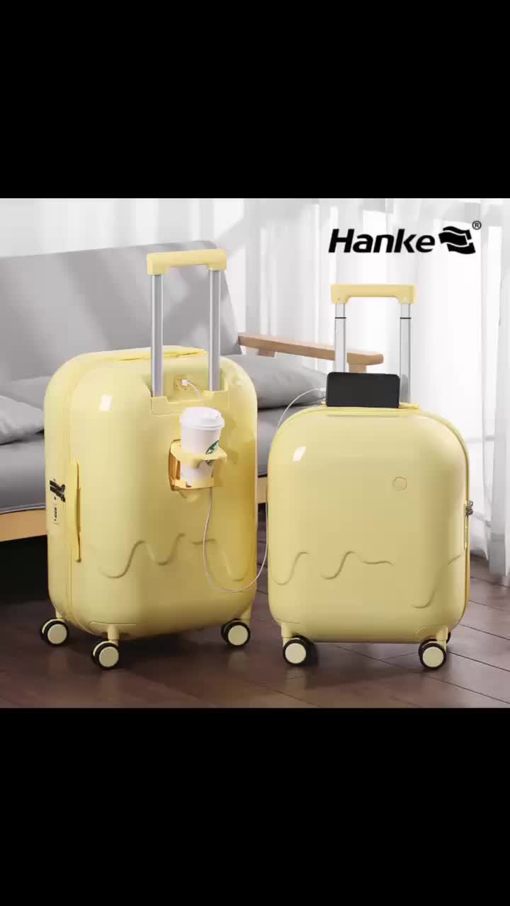 Hanke x Letoo Koper Size Bagasi HK027 Polycarbonate TSA Lock 4 Roda Berputar 360 dengan Kombinasi Kode Aluminium Stainless Trolly ICE CREAM EDITION