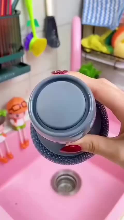 Sikat Cuci Piring Almunium Sabut Serabut Kawat Dispenser Sikat Multifungsi Wol baja PET, tidak merusak pot, penambahan cairan pembersih otomatis