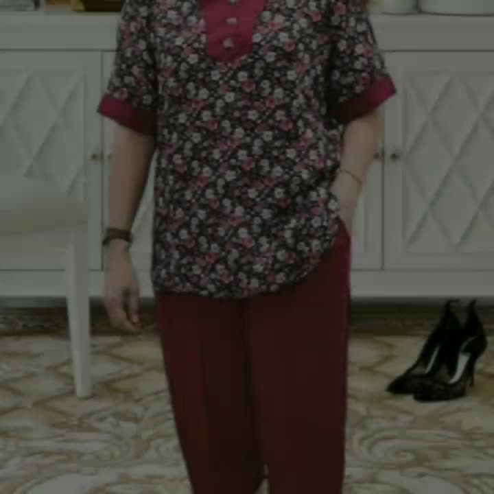 Setelan celana 7/8 rayon twill premum kombi kancing variasi UK 3XL