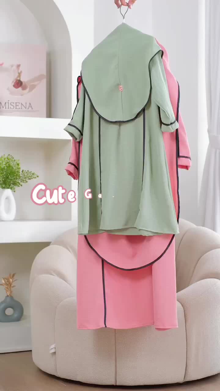 Gamis Set Hijab Zuma Anak Perempuan Crinkle Airflow 1-14 Tahun Muslim Baju Remaja Dress Lebaran Wanita Katun Syari Setelan