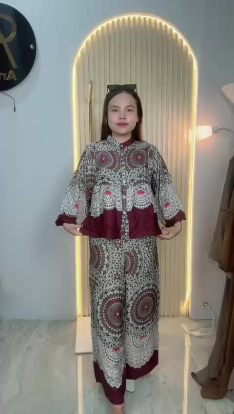Setelan aura Kekinian Motif Bunga Bahan Katun Rayon Diamon Celana Kulot Terbaru by arfarz