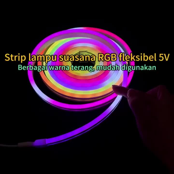 Remote control lampu LED RGBIC 5V dan strip lampu aliran sekitar Bluetooth port USB Kamar Neon