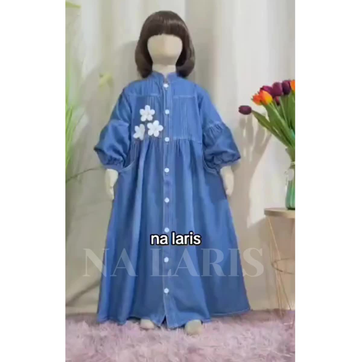 GAMIS JEANS ANAK PEREMPUAN USIA 3 - 10 TAHUN -GAMIS ANAK ROMPI BRUKAT MIX JEANS PREMIUM TERBARU 2025 /DRESS JEANS KANTONG DEPAN - GAMIS ANAK PEREMPUAN KEKINIAN BAJU GAMIS Bunga Motif Muslim Panjang Tanggung
