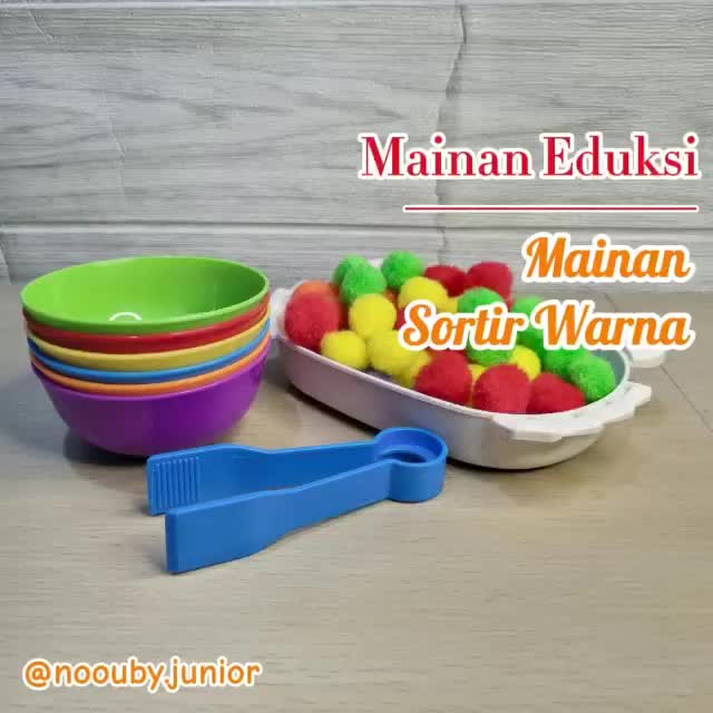 NOOUBY Mainan Edukasi Montessori Klasifikasi Warna 1set - Sorting Warna Pompom