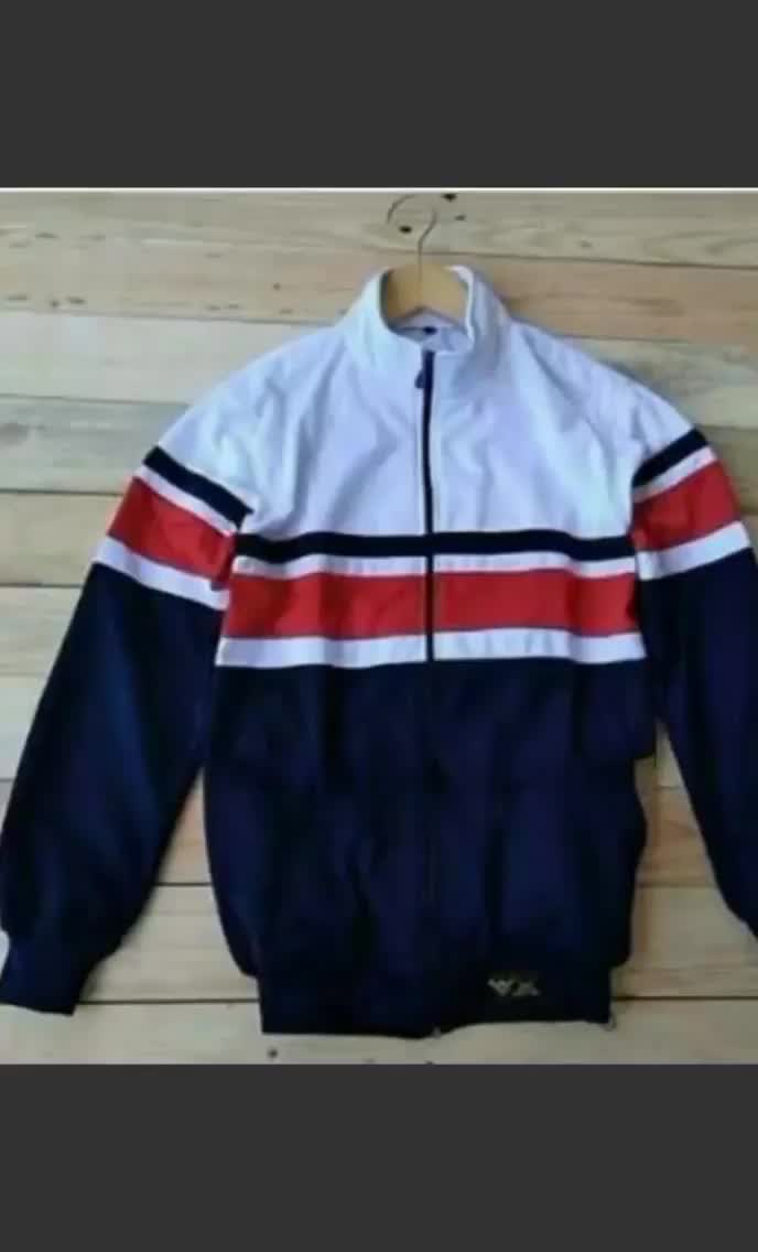 Jaket Tracktrop Distro Lotto Modis Tebal Navy Putih dengan Garis Leher Mock Neck Pria Keren Zipper Hitam Cowok Casual Kerah