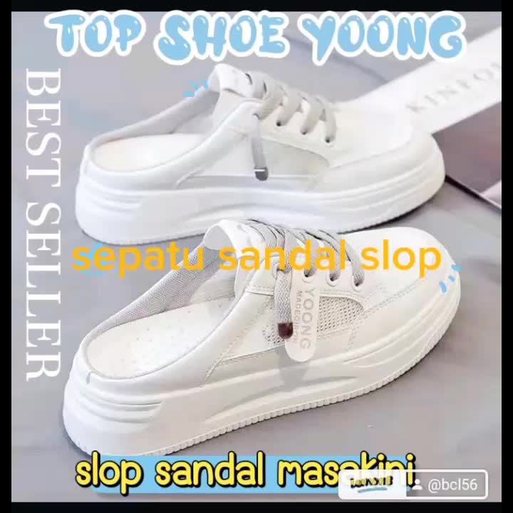 Sepatu slop Slip On YOONG Sepatu Sneakers Kasual Slop Shoes Trendi Flat  Wanita Casual Pria