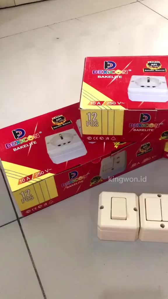 SAKLAR LAMPU TEMPEL DINDING OUTBOW OB SWITCH LAMP SERI ENGKEL STOP KONTAK ON OFF DEXICON SNI TAHAN API