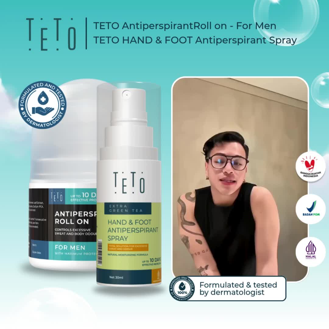 [SUPER PROMO PAYDAY SALE] Paket Bundling TETO Antiperspirant Hand and Foot Spray & TETO Antiperspirant Roll On for Men 20ml